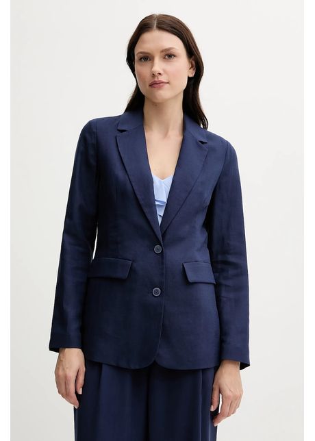 United colors of benetton blazer din amestec de in culoarea bleumarin un singur rand de nasturi uni 25bvdw036