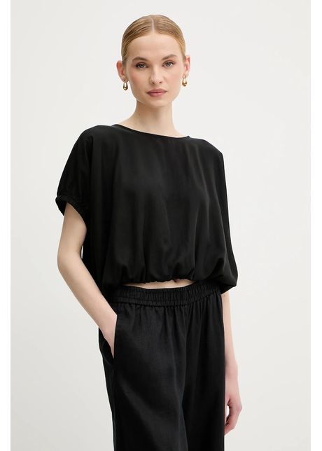 United colors of benetton bluz culoarea negru uni 5nphdq0c6