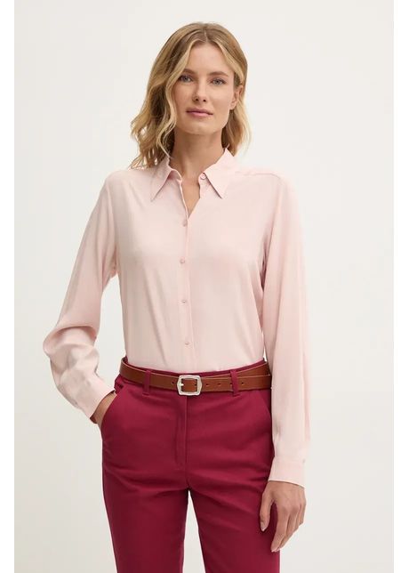 United colors of benetton camasa femei culoarea roz cu guler clasic regular 5wpwdq04r