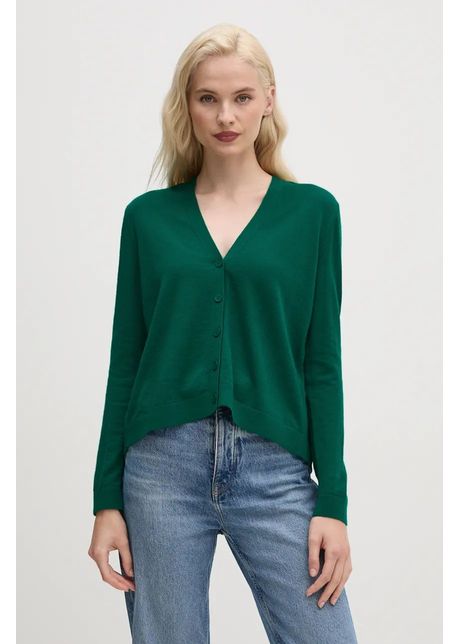 United colors of benetton cardigan din lana culoarea verde light 11ahd603p