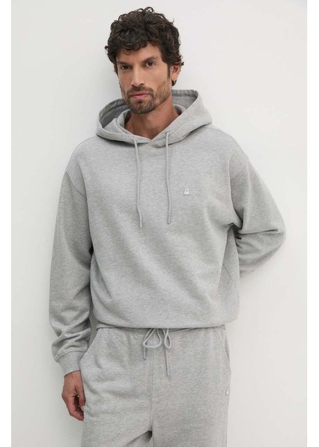 United colors of benetton hanorac de bumbac barbati culoarea gri cu glug neted 342zu201k