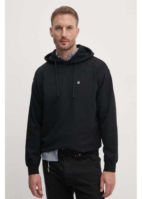 United colors of benetton hanorac de bumbac barbati culoarea negru cu glug neted 342zu201k