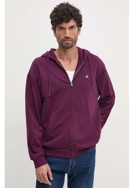 United colors of benetton hanorac de bumbac barbati culoarea violet cu glug neted 342zu500p