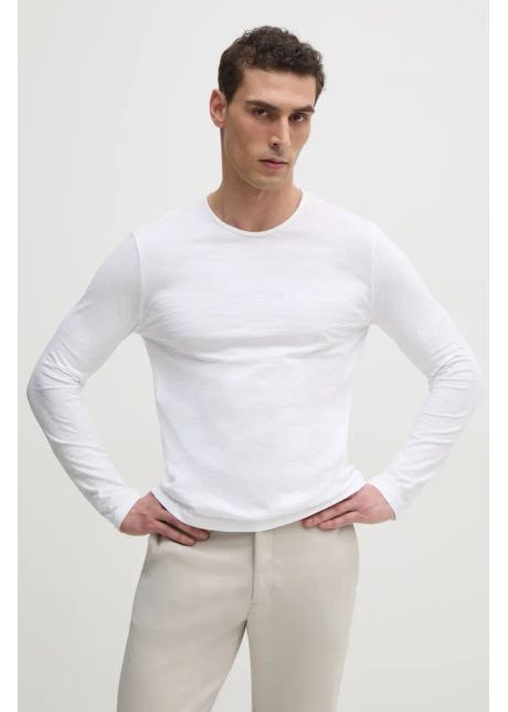 United colors of benetton longsleeve din bumbac culoarea alb neted 3je1j19a9