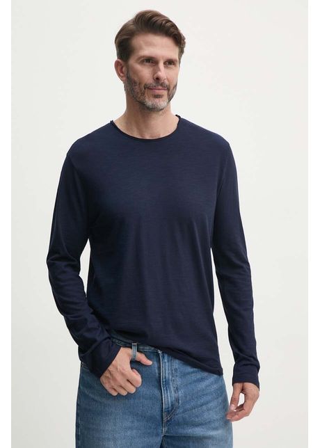 United colors of benetton longsleeve din bumbac culoarea albastru marin neted 3je1j19a9