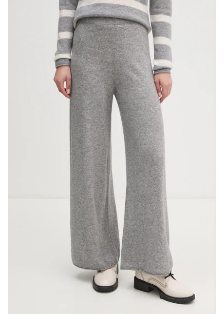 United colors of benetton pantaloni de trening cu amestec de l n culoarea gri neted