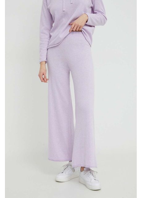 United colors of benetton pantaloni de trening cu amestec de l n culoarea violet neted
