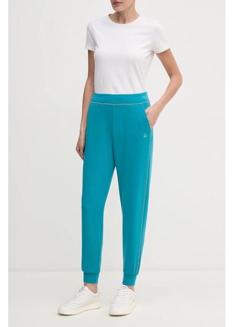 United colors of benetton pantaloni de trening culoarea turcoaz neted 3jlc3f03t