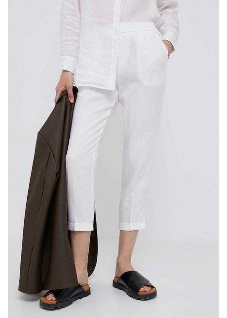 United colors of benetton pantaloni din in culoarea alb drept high waist