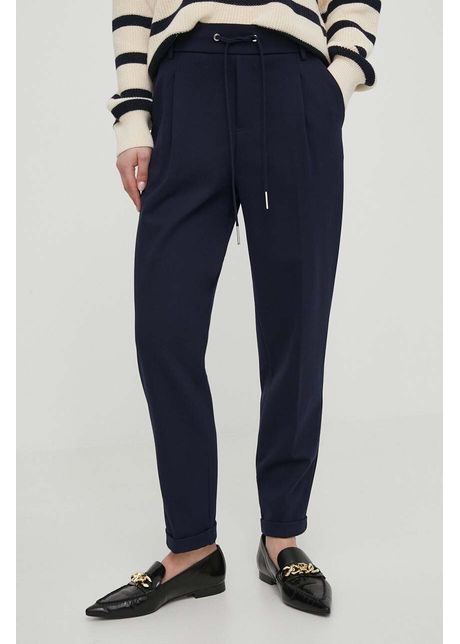 United colors of benetton pantaloni femei culoarea albastru marin drept high waist