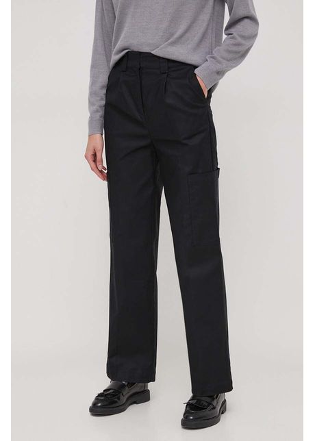 United colors of benetton pantaloni femei culoarea negru fason cargo high waist