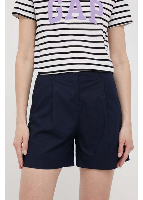 United colors of benetton pantaloni scurti femei culoarea albastru marin neted high waist