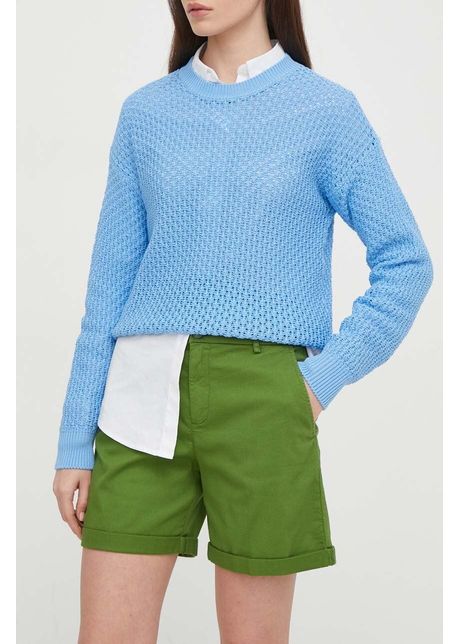 United colors of benetton pantaloni scurti femei culoarea verde neted high waist