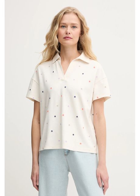 United colors of benetton polo de bumbac femei culoarea bej 36qjd300x
