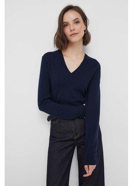 United colors of benetton pulover de lana femei culoarea albastru marin light