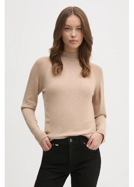 United colors of benetton pulover din amestec de lana femei culoarea bej light cu turtleneck 1035d203b