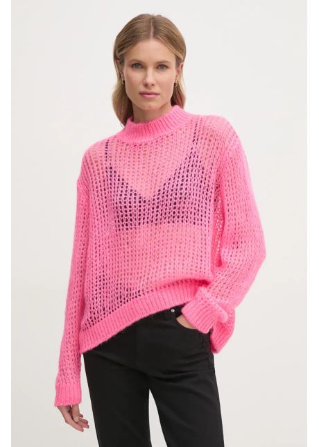 United colors of benetton pulover din amestec de lana femei culoarea roz light cu turtleneck 1342d10bn