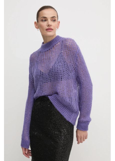 United colors of benetton pulover din amestec de lana femei culoarea violet light cu turtleneck 1342d10bn