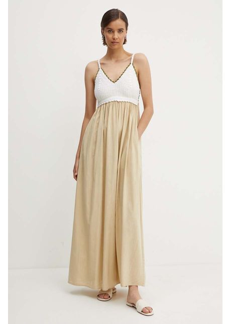 United colors of benetton rochie culoarea bej maxi evazati 43yvdv09r