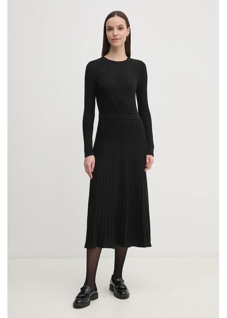 United colors of benetton rochie culoarea negru midi evazat 1qmkdv01w