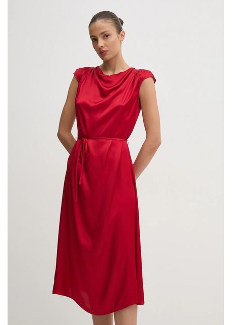 United colors of benetton rochie culoarea rosu midi evazat 4fwvdv0ab