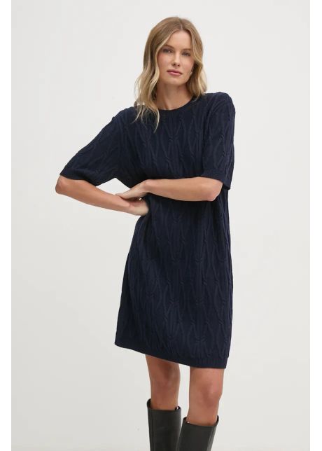 United colors of benetton rochie din amestec de lana culoarea albastru marin mini oversize 126wdv024