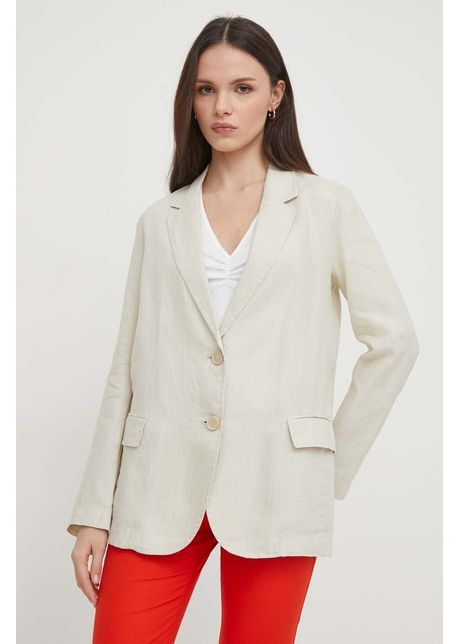 United colors of benetton sacou de in culoarea bej un singur rand de nasturi neted