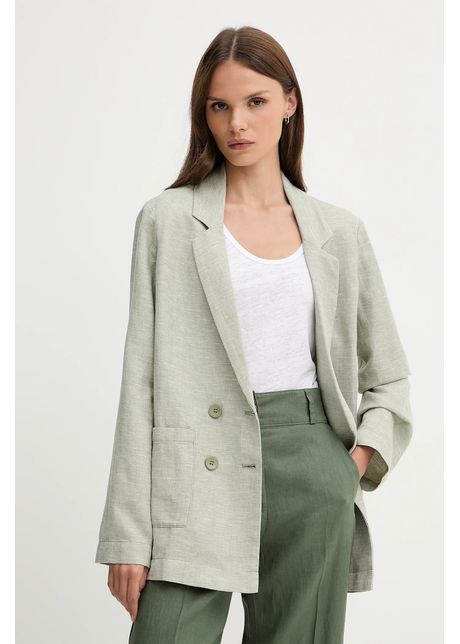 United colors of benetton sacou de in culoarea verde cu doua randuri de nasturi cu imprimeu 265xdw035