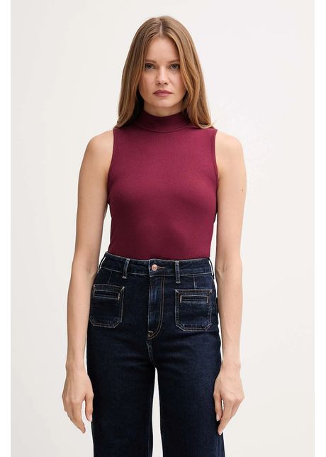 United Colors of Benetton top culoarea bordo, cu turtleneck, 3P2Y3M06Y