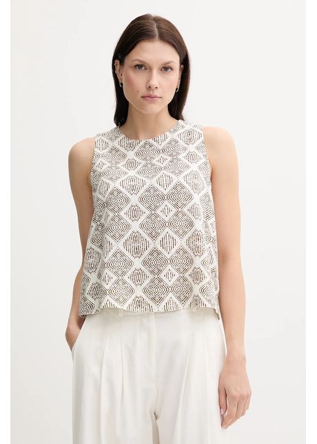 United colors of benetton top de in culoarea alb cu imprimeu 5kprdq0bu