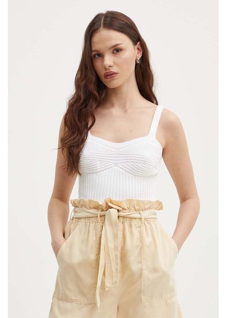 United colors of benetton top din bumbac culoarea alb