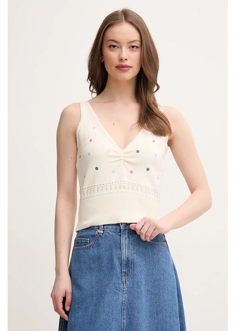 United colors of benetton top din bumbac culoarea bej 10c1eh01a