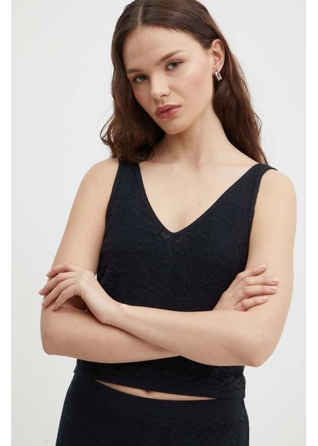 United colors of benetton top din bumbac culoarea negru