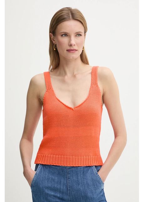 United colors of benetton top din bumbac culoarea portocaliu 1898dh018