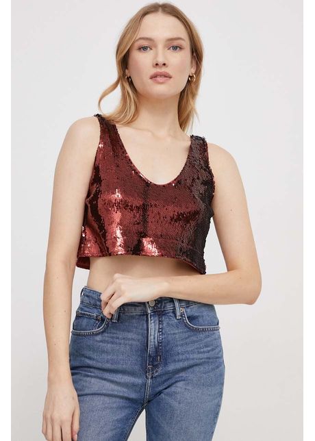 United colors of benetton top femei culoarea bordo