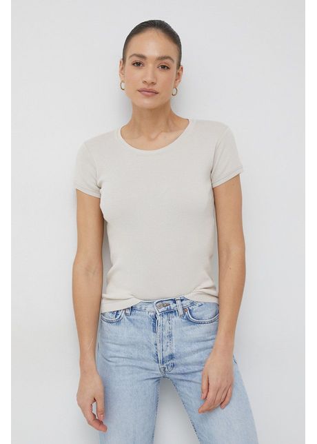 United colors of benetton tricou din bumbac culoarea bej