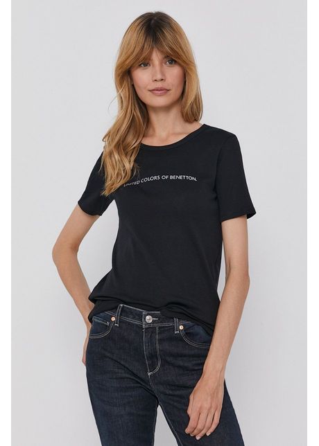 United colors of benetton tricou din bumbac culoarea negru