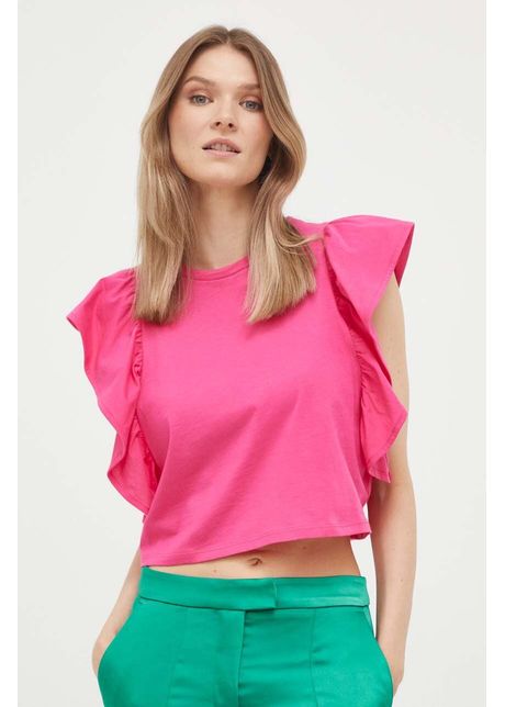 United colors of benetton tricou din bumbac culoarea roz