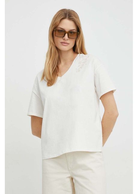 United colors of benetton tricou din bumbac femei culoarea bej