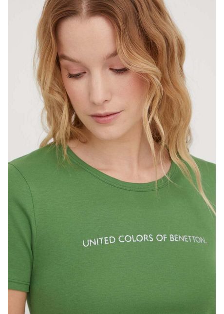 United colors of benetton tricou din bumbac femei culoarea verde