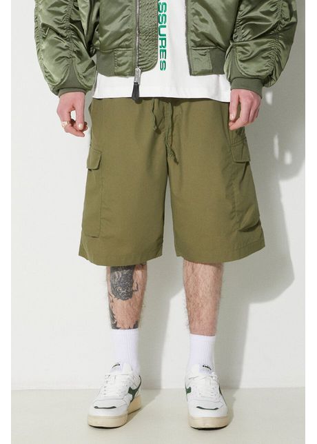 Universal works pantaloni scurti parachute short barbati culoarea verde 30159 olive