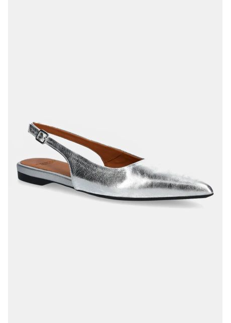 Vagabond shoemakers balerini de piele hermine culoarea argintiu cu toc deschis 5733 183 79