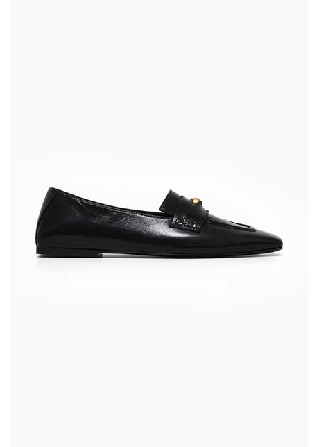 Vanda novak mocasini de piele linda culoarea negru cu toc plat linda