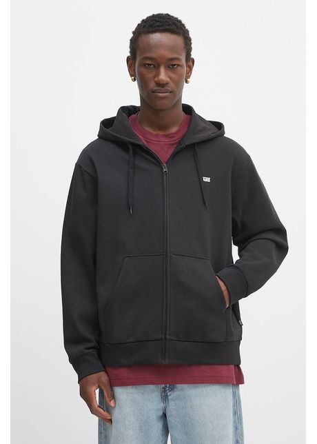 Vans bluză culoarea negru, cu glugă, cu imprimeu, VN000R9ZBLK1