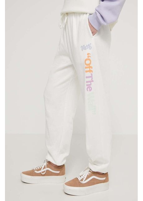 Vans pantaloni de trening culoarea bej cu imprimeu