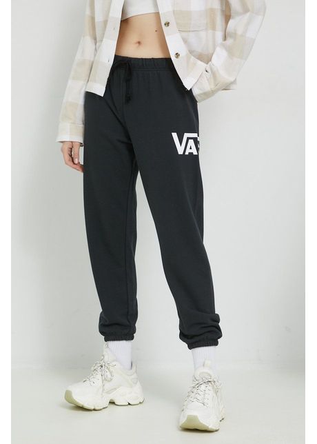 Vans pantaloni de trening femei culoarea negru cu imprimeu