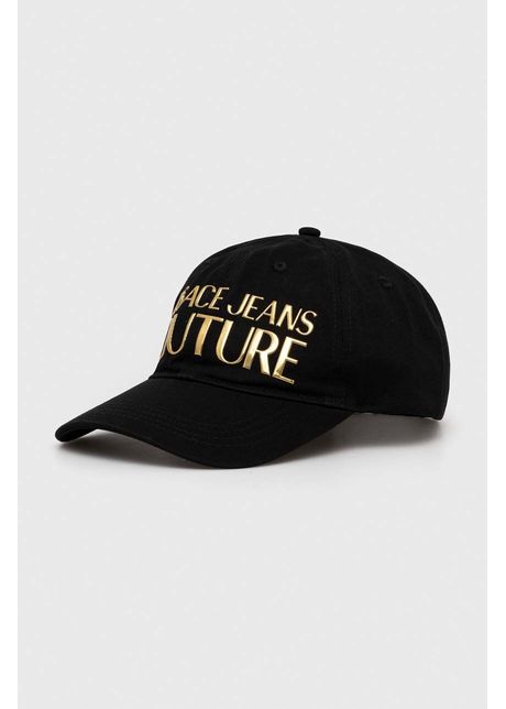 Versace jeans couture apc de baseball din bumbac culoarea negru cu imprimeu