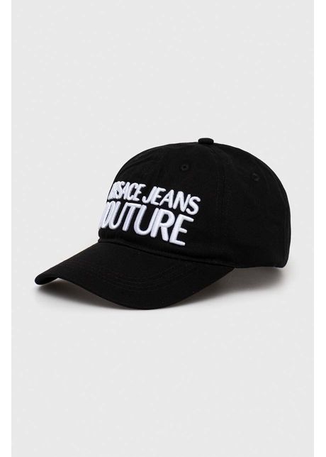 Versace jeans couture apc de baseball din bumbac culoarea negru cu imprimeu