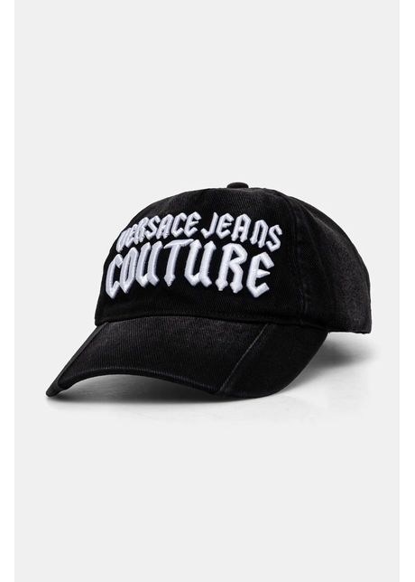 Versace jeans couture apc de baseball din denim culoarea negru cu imprimeu 77gazk56 zg298