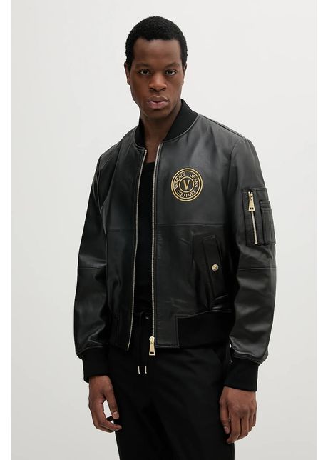 Versace jeans couture geac bomber de piele culoarea negru de tranzitie 78gavp06 cpps3
